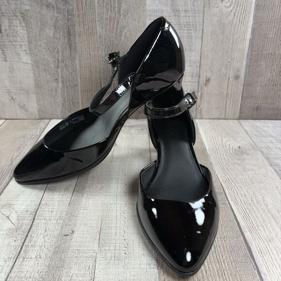Ecco Shape 45 Pointy Sleek Womens Size 5 Slingback Pump Heel Leather Shoes Black - Picture 2 of 11
